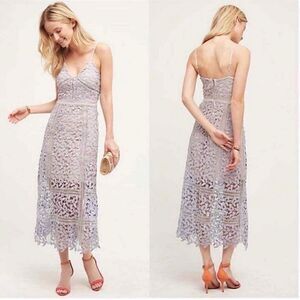 ANTHROPOLOGY Elliatt Nude Lilac Tingle Lace Dress